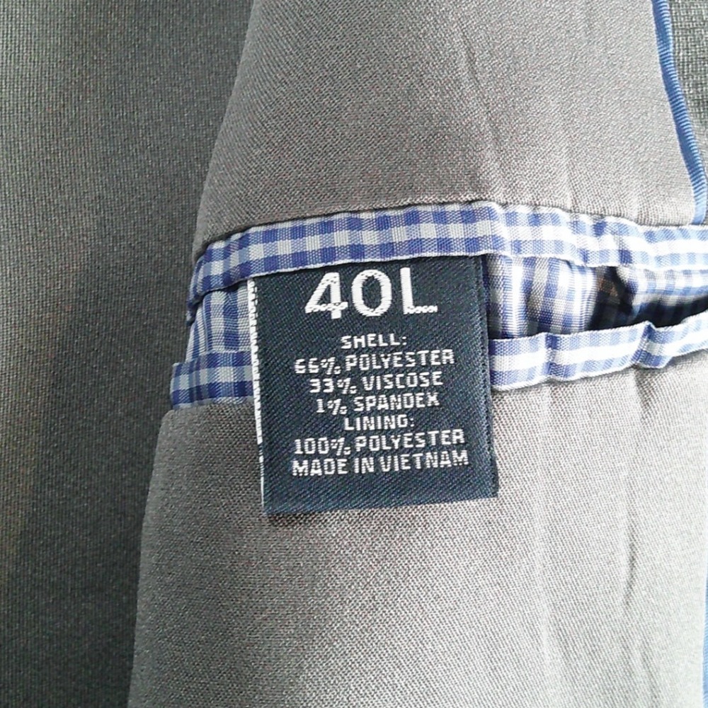 Saddlebred Sport Coat Mens 40L Grey Motion Stretch Two Button Blazer - Picture 6 of 11